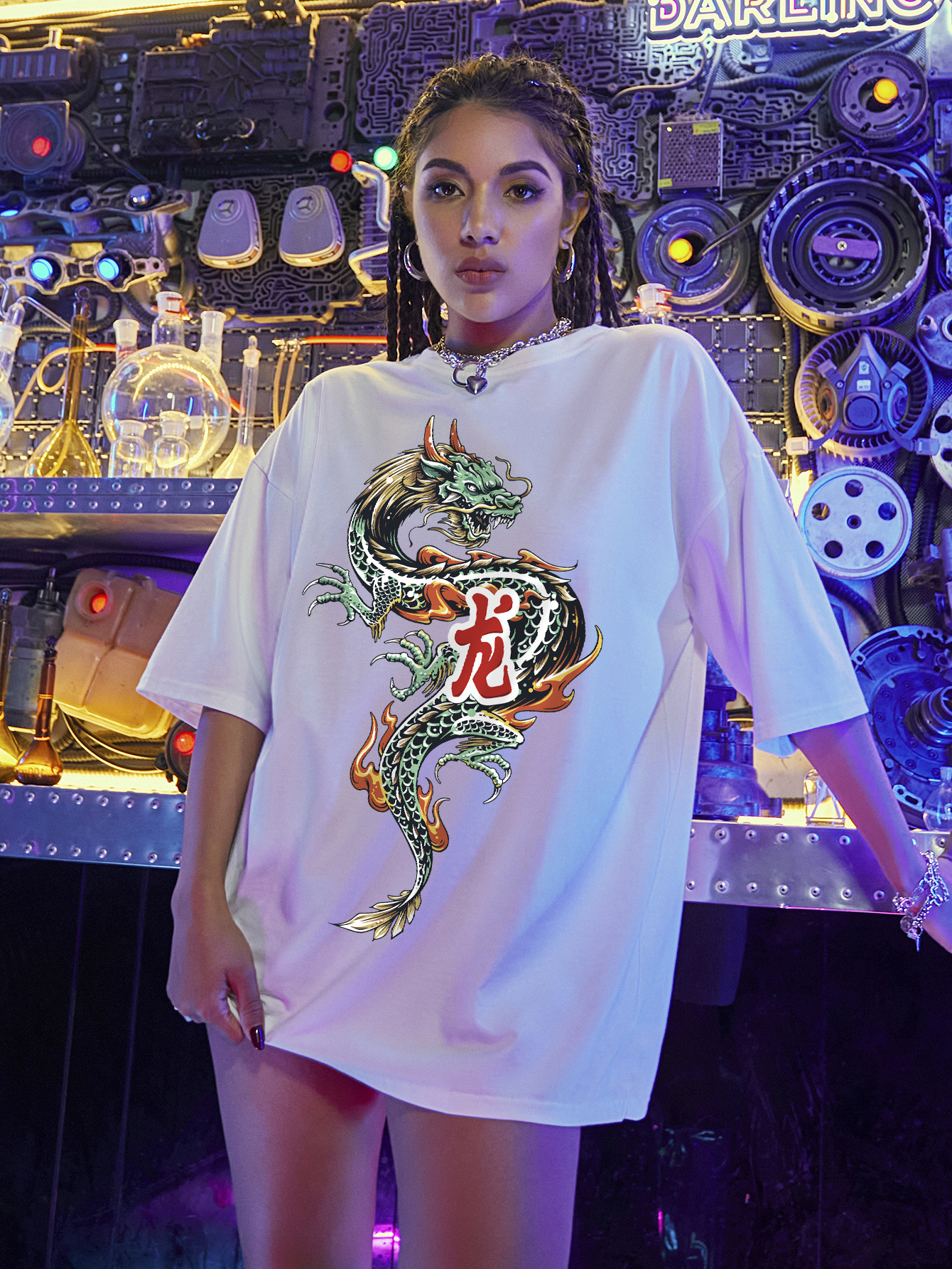 dragon totem printed loose short-sleeved T-shirt nihaostyles clothing wholesale NSSN83684