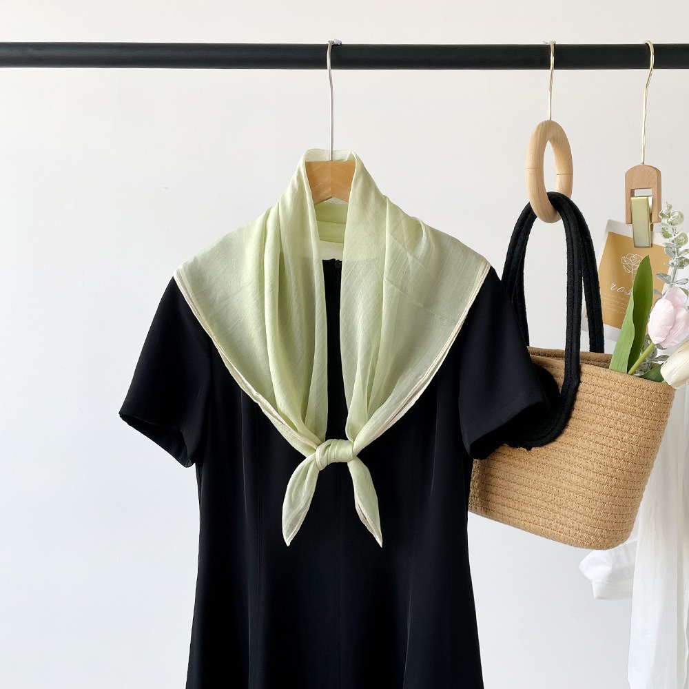 50g Weight Silk Scarf Classification Holiday, Street Occasion Moire Yarn Material Solid Color Pattern Spring&Summer Season Women's Gender Simple Style Style Women's Simple Style Solid Color Moire Yarn Silk Scarf 8