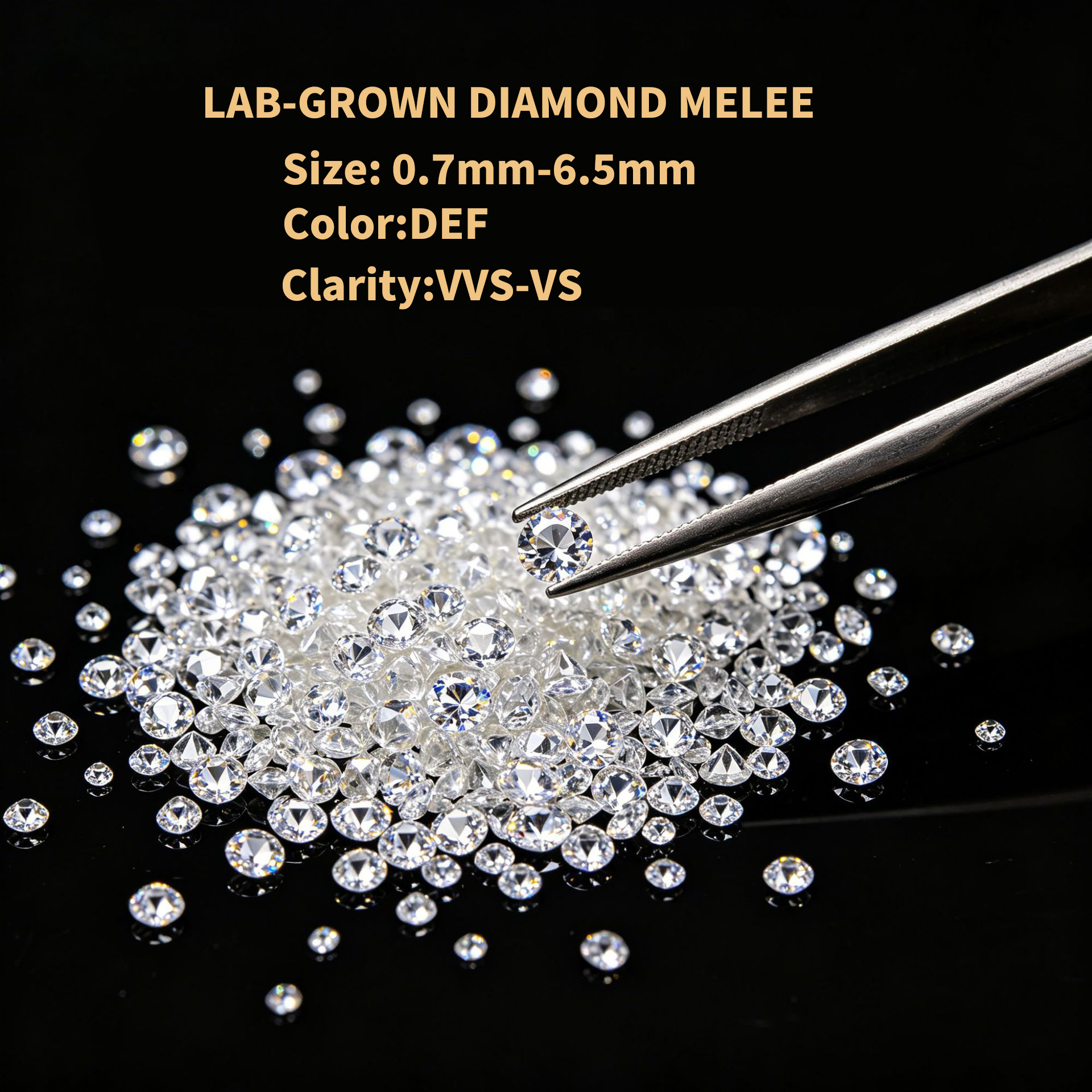 HPHT Cultivated Diamond, Round Loose Stone, DEF Color, VVS-VS, Laboratory-Grown Loose Stone, Supports Re-inspection