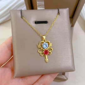 【钛钢】美少女魔法棒满钻轻奢气质华丽满钻项链女百搭锁骨链钛钢