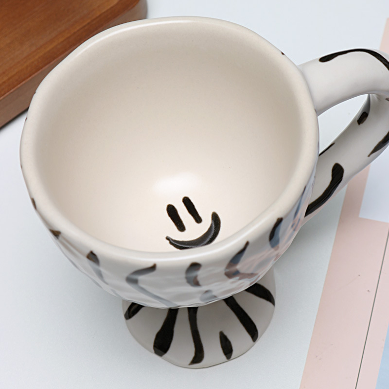 Mano pellizco en forma patrón de cebra cerámica taza café creativo leopardo copa vino champán Copa jugo helado