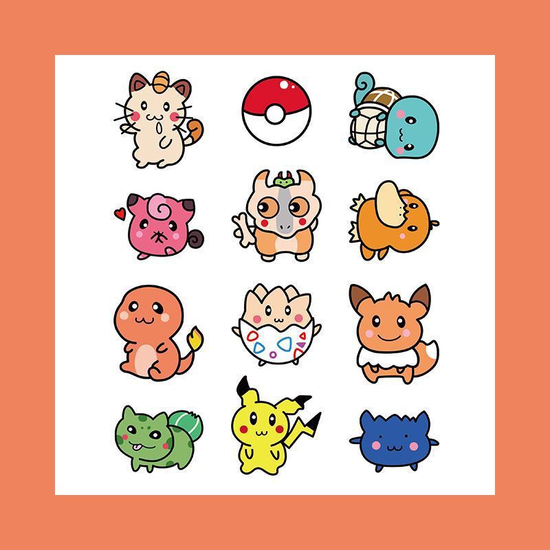 Cute Cartoon Pokemon Waterproof Tattoo Stickers for Women and Men Long-Lasting Stylish Ins Style Colorfulful Artificial Flower Arm Stickers