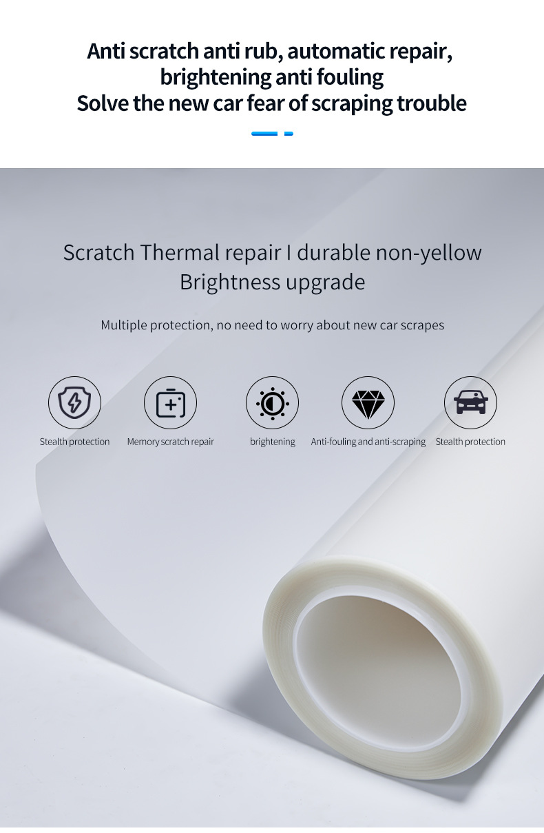 Glossy black TPU paint protection film, self-healing and scratch-resistant, full-vehicle wrap, TPU invisible car film, factory wholesale