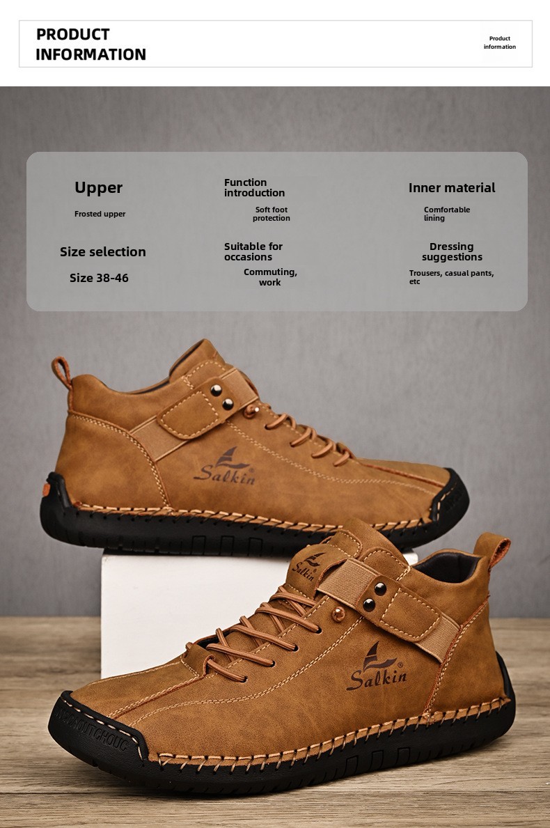 Casual Loafers For Men Handmade Leather Flat Slip-on Driving Shoes_voghion.com