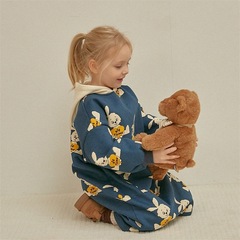 PS童裝2023冬季 兒童韓版兔子印花套裝 男女童休閒加絨衛衣連衣裙