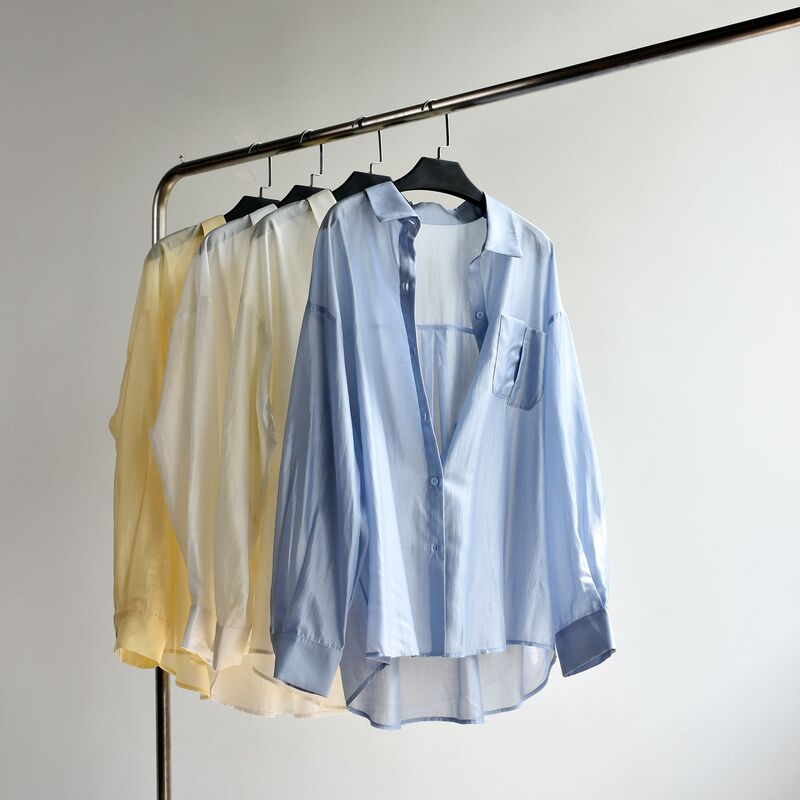 [Tencel Sun Protection Shirt] 26 New Summer Style Lightweight and Versatile Tencel Ice-Feel Sun Protection Cardigan Mid-Length Shirt for Women