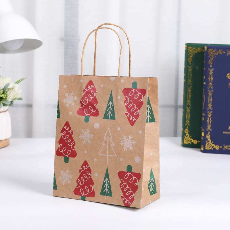 クロスボーダークリスマス手提げ袋クラフト紙袋包装クリスマスイブパーティープレゼントキャンディギフトバッグ印刷ロゴ|undefined