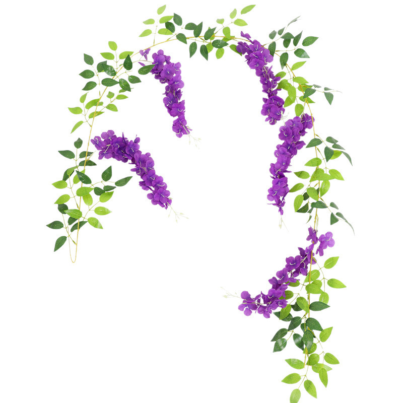 Cross-border Wisteria Garland For Wedding Ceiling Decoration, Plastic Silk Garland, Dense Artificial Flower Vine_voghion.com