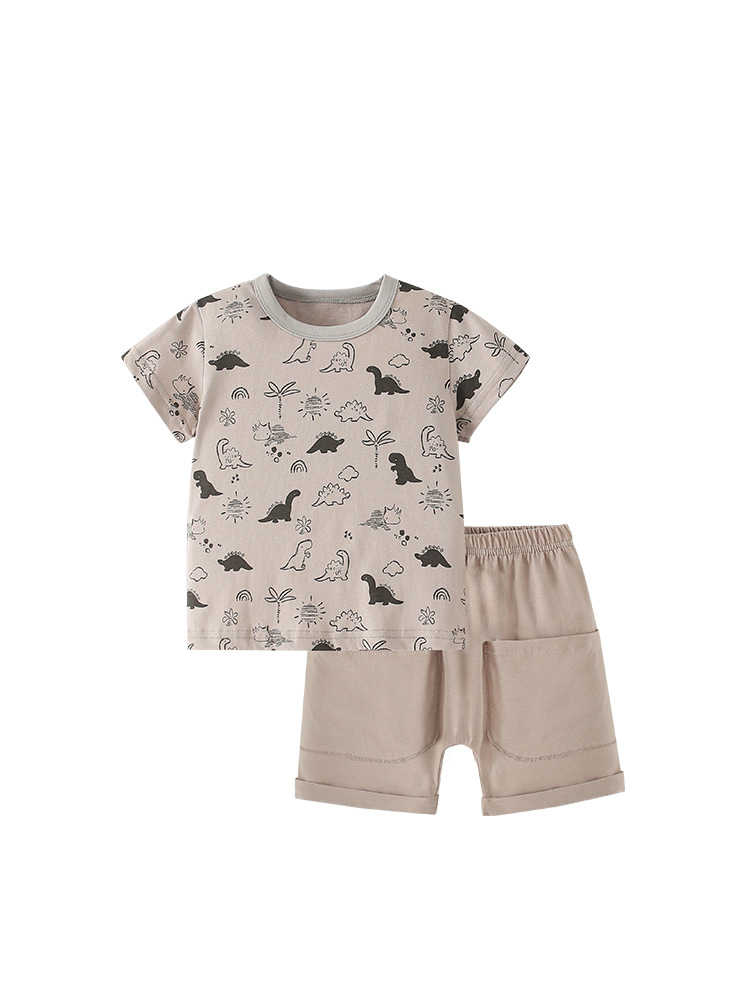 Malwee set de niños de verano nuevo estilo europeo y americano para niños de mediana edad cuello redondo casual mangas cortas pantalones de estilo extranjero dos piezas set