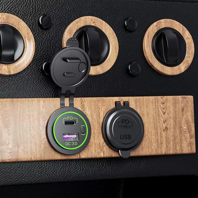 Корабль автомобиль RV мобильный телефон charger QC3.0 быстрая зарядка USB разъём с переключателем PD интерфейс 20W автомобильное зарядное