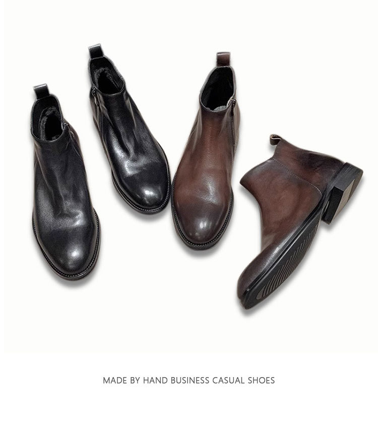 Scarpe in pelle casual da lavoro alte in pelle Stivali retrò neri Stivali alti alla moda tutto in uno da uomo britannici_voghion.com