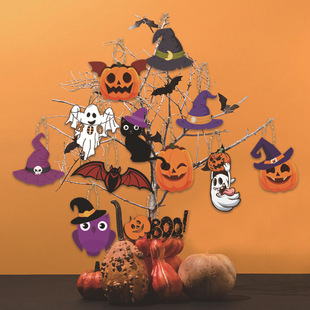 Cross-border Halloween Decoration Hanging Ornaments Hanging Ornaments for Ghost Festival Party Decoration Pendant Pumpkin Ghost Bat Haunted House Hanging Tab