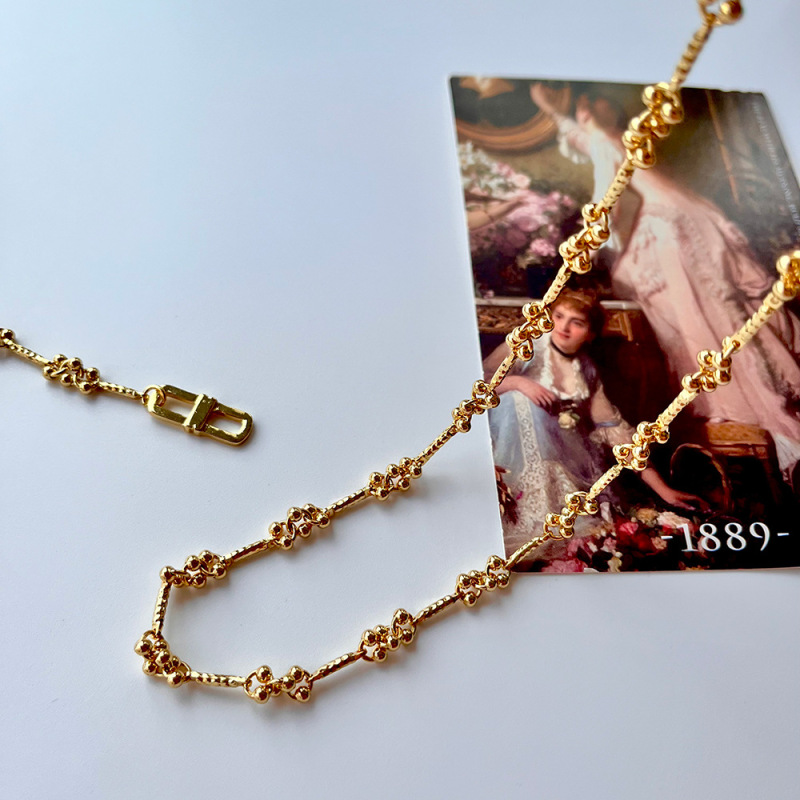 复古素金银色项链 手工铜镀18k真金 高级感轻奢经典vintage中古|undefined