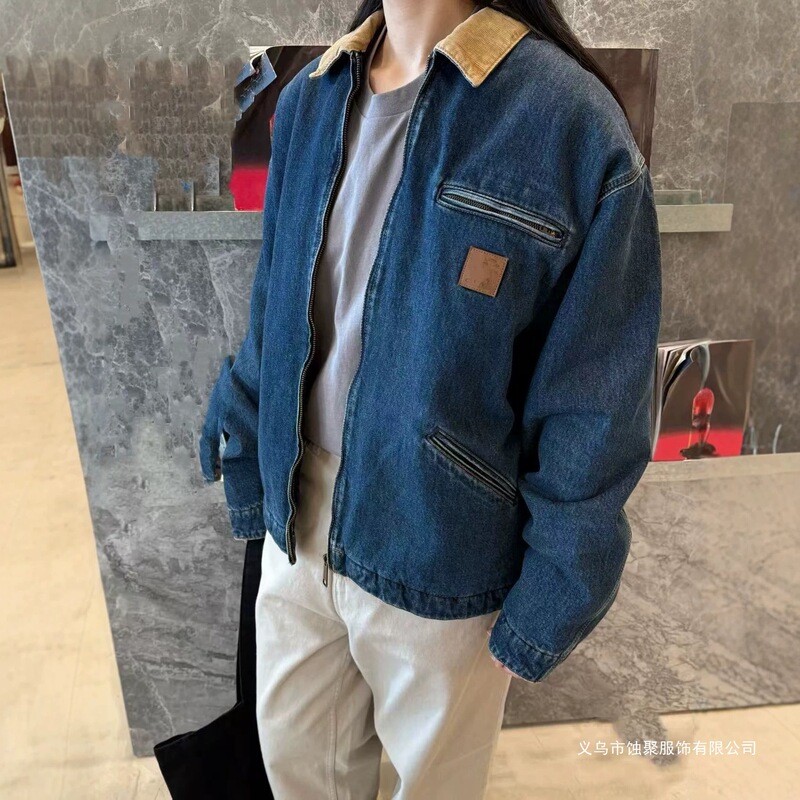 American-Style Denim Jacket, Vintage Detroit Workwear Bomber Jacket J97, Loose Fashion Casual Jacket Xrk American-Style Denim Jacket, Vintage Detroit Workwear Bomber Jacket J97, Loose Fashion Casual Jacket Xrk