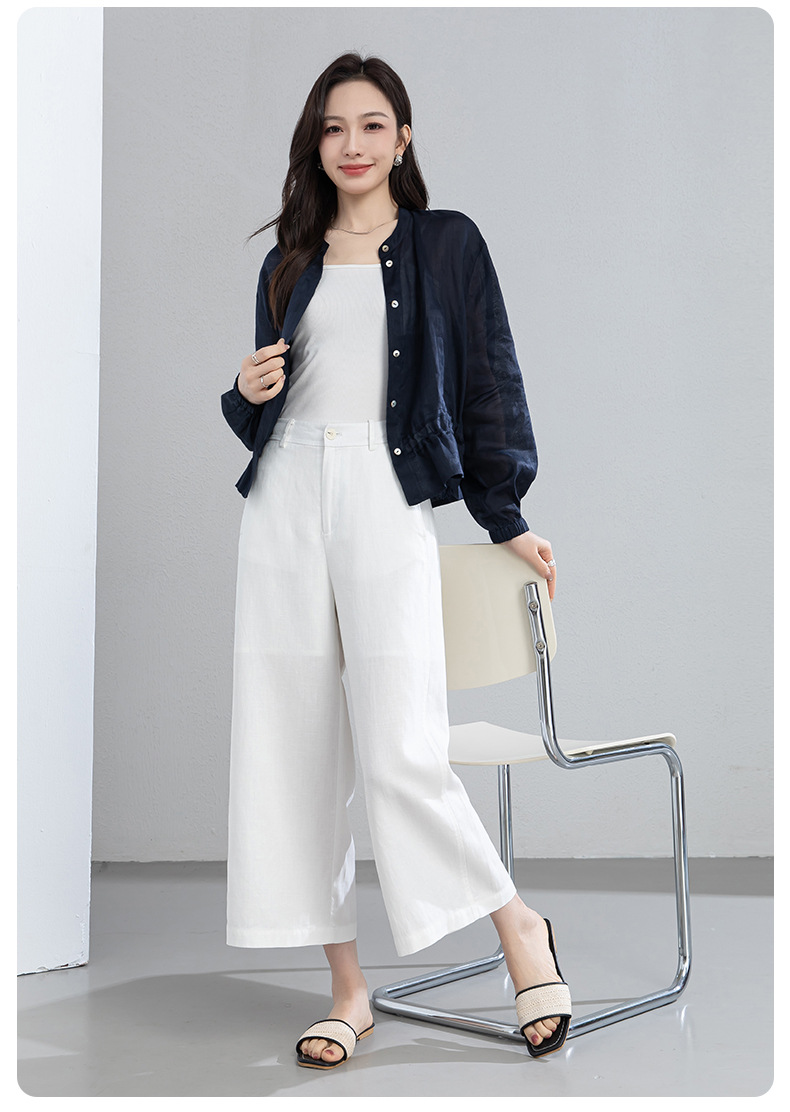 Quần culottes nữ ống rộng dáng suông chất liệu linen phối tencel mùa hè — Màu sắc chi tiết 31