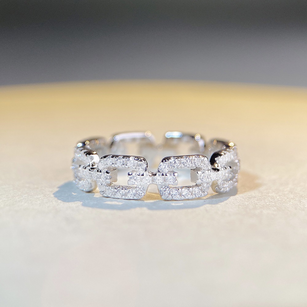 2g Weight 0.05µm-0.08µm Gold Plating Thickness Electroplated Gold Plating Process Platinum Plated, Rhodium Plated Plating Material 925 Sterling Silver Zircon Waves Rings