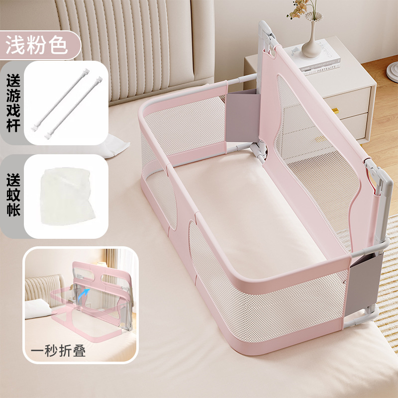 Cama de cuna a prueba de presión de apartamento pequeño, cama media, cerca de bebé recién nacido, valla protectora, cama de bebé móvil T plegable