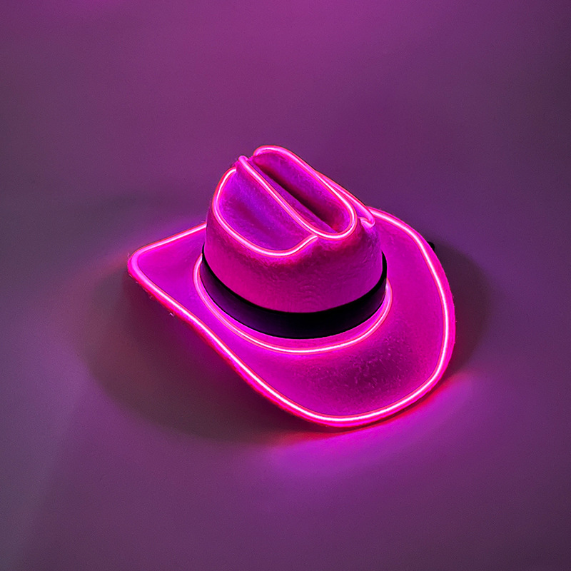 De Halloween nacarado sombrero FIESTA DE Carnaval LED inalámbrico fluorescente colorido Denim luminoso sombrero láser colorido sombrero de vaquero