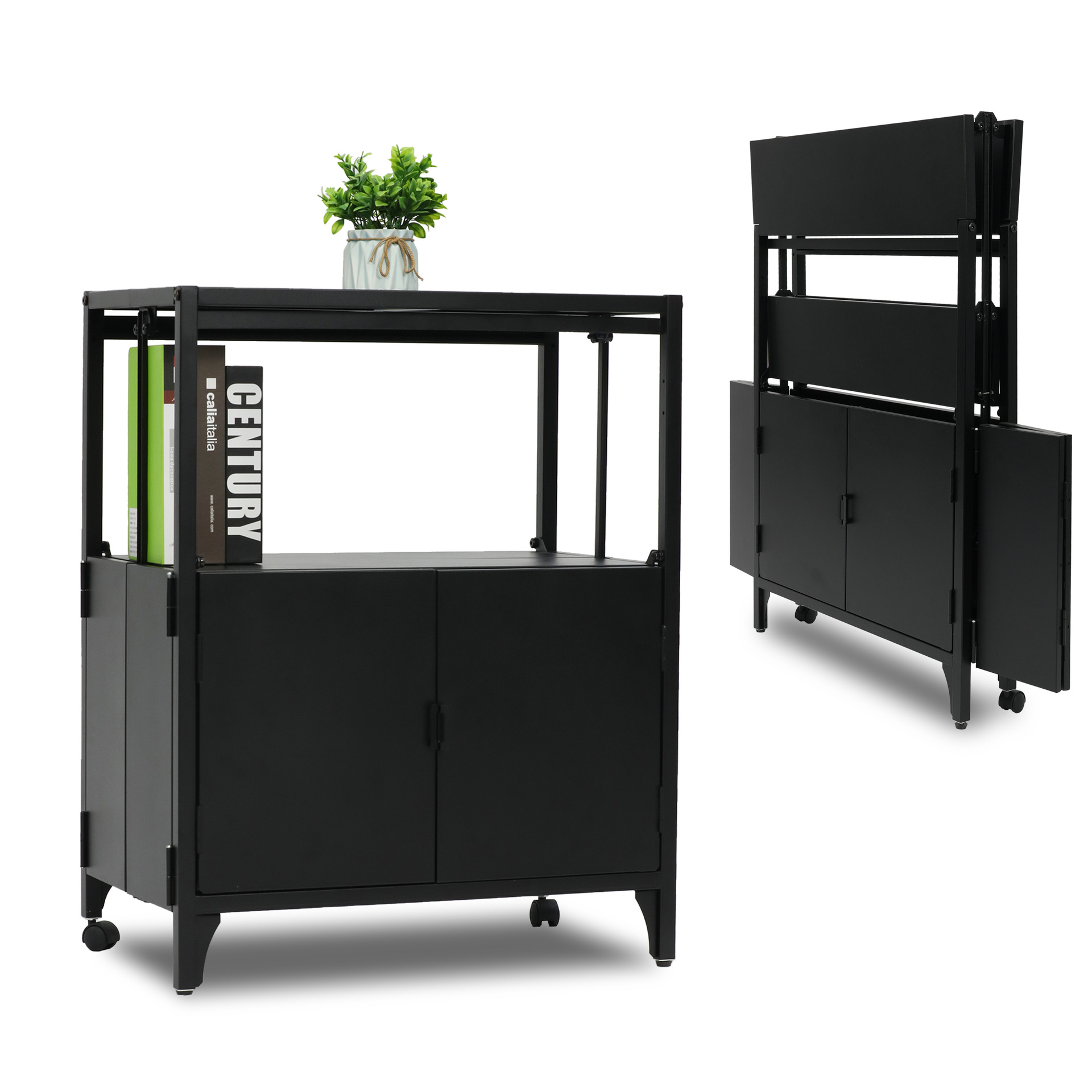 Modern Simple Folding Storage Cabinet Living Room Storage Cabinet Home Office Rust-Proof Iron Removable Multi-Function Cabinet