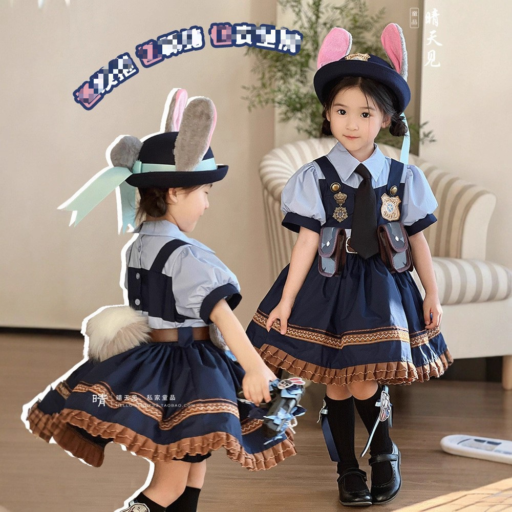 朱迪兔裙子儿童洛丽塔cos警官衣服女童宝宝夏季Lolita连衣裙生日6