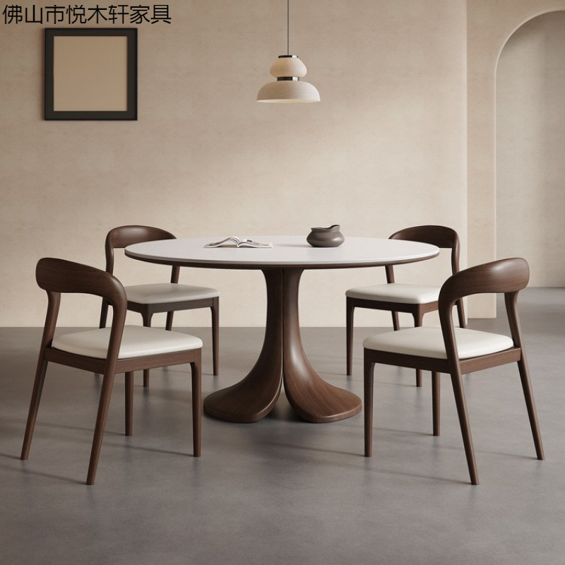 中古风实木餐椅家用靠背椅意式极简轻奢高级感设计师吃饭餐桌椅子|undefined