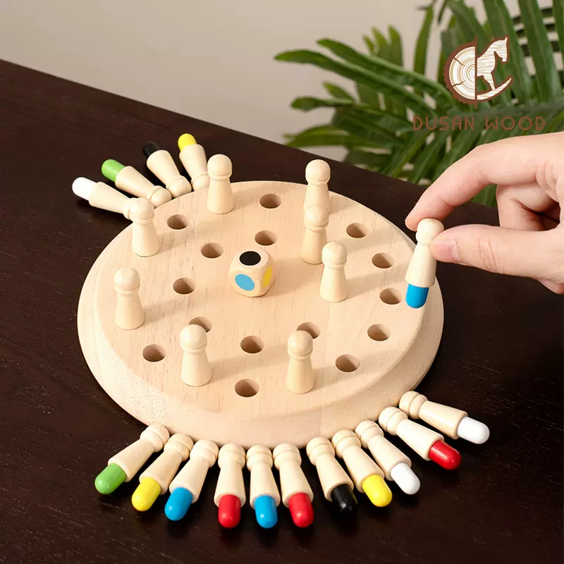 木质桌面颜色记忆棋游戏记忆专注力训练 木制儿童早教益智玩具
