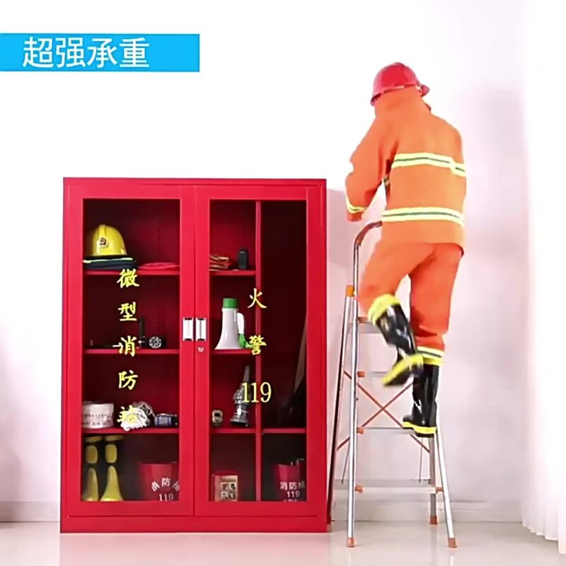 小型消防ステーションの消防器材緊急工具セットの展示棚は外の建築現場の消防棚を分解します。|undefined