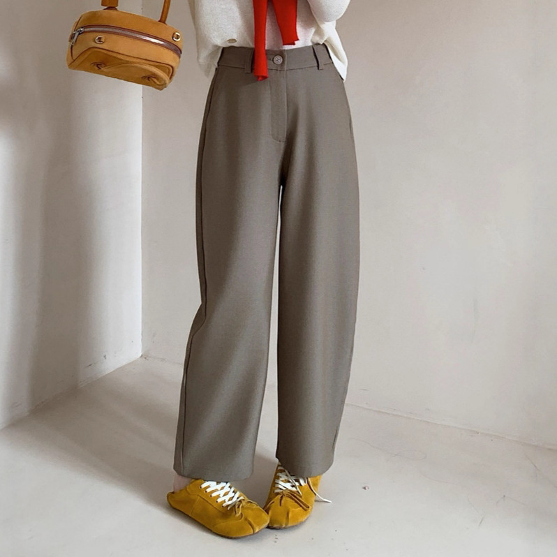 Washed Cotton! Casual Commuting Balloon Suit Pants 2026 Early Spring Women's Tapered Slim-Fit Harem Carrot Nine-Point Pants