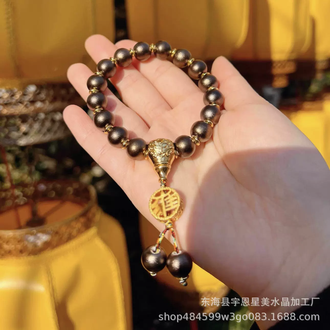 古铜色香灰琉璃手串手串转运手链珠光多彩瓷粉瓷送女朋友礼物