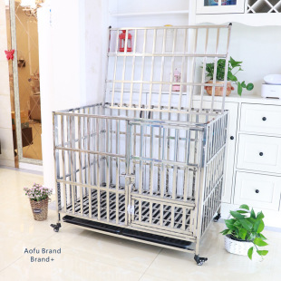 Stainless Steel Dog Cage Wholesale Large Dog Full Square Tube Stainless Steel Dog Cage Thickened Thickened Dog Cage Special for Big Dog
