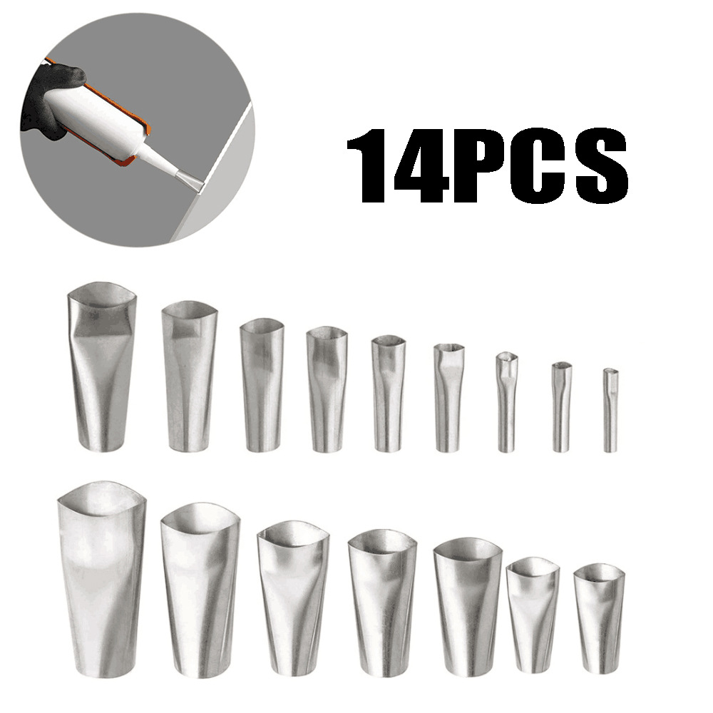 跨境填缝工具不锈钢胶嘴14件套打胶玻璃胶枪胶嘴窗结构胶咀