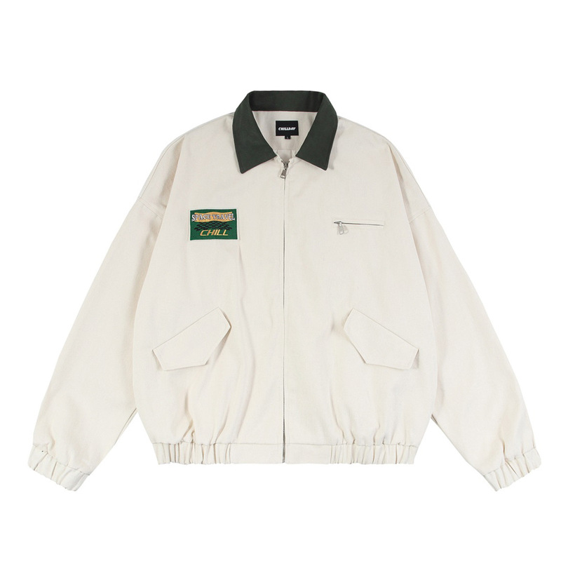 Magic Bear American Classic Retro Harrington Jacket New Snowflake Velvet Color-Blocked Work Jacket Lapel Coat for Men Magic Bear American Classic Retro Harrington Jacket New Snowflake Velvet Color-Blocked Work Jacket Lapel Coat for Men