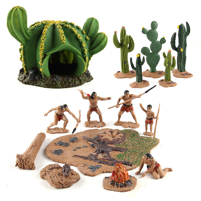 Exportación transfronteriza de plantas escenario plataforma modelo de base simulación original de paja de hombre cactus modelo de casa decoración