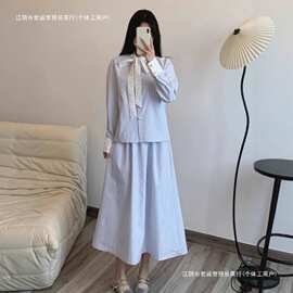 学院风条纹衬衫连衣裙女初秋2026新款夏季小个子韩系收腰polo短裙