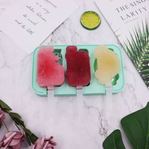 Foreign Trade Silicone Home Use with Cover Transportation Snow Cream Mold Children Cheese Stick Ice Cream Ice Stick Mold
