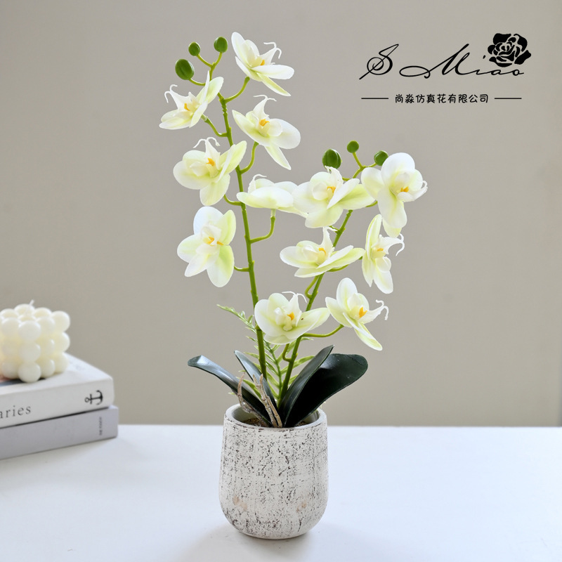 12 flores falsas sensación orquídea mariposa bonsai simulación de flores decoración interior adornos flores artificiales simulación de maceta image 9