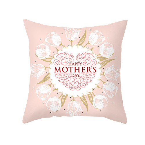 2025 New Mother's Day Printed Throw Pillow Cover Cross-border Peach Velour Home Sofa Decor Throw Pillow Bedside Cushion Cover