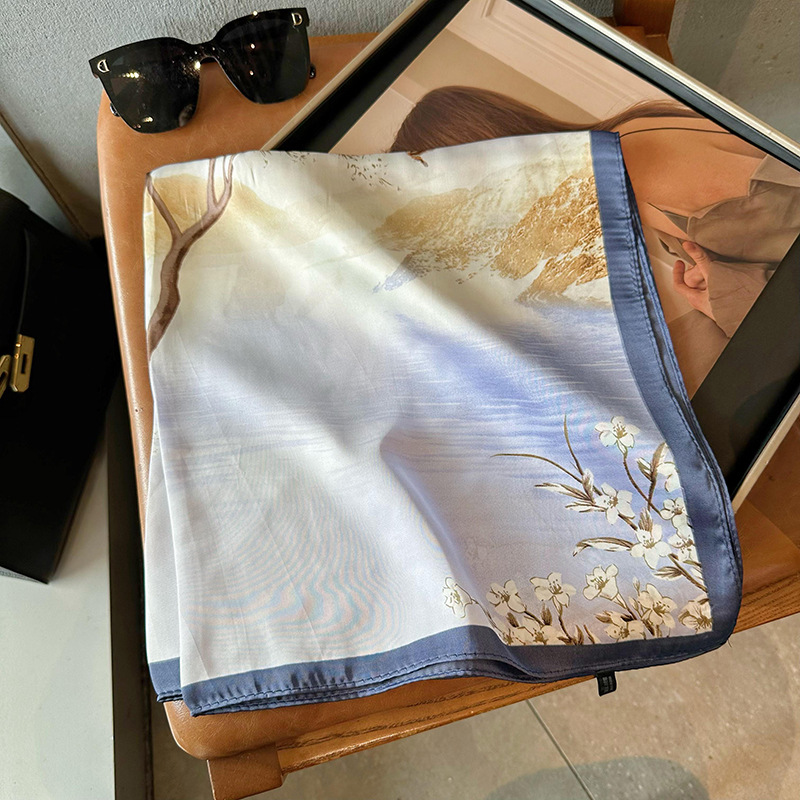 Bufandas de seda para mujeres 2025 primavera y otoño moda versátil temperamento minimalista 65cm bufandas de seda simuladas bufandas delgadas bufandas