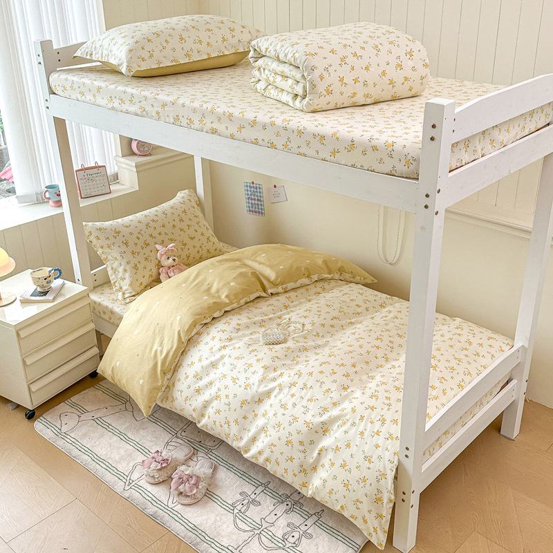 全棉学生宿舍床上三件套纯棉2025新款单人床单被套床笠床品一整套