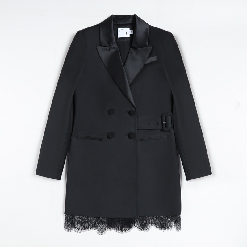 Big brand high-end sp22 autumn and winter lace stitching suit jacket cut mini dress original women's clothing generation Big brand high-end sp22 autumn and winter lace stitching suit jacket cut mini dress original women's clothing generation