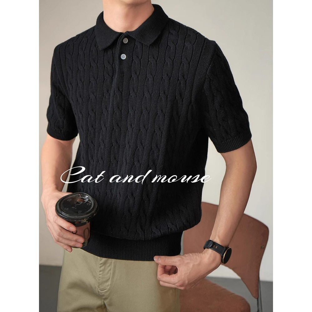 Camisa POLO con cuello vuelto, jersey de manga corta para hombre, corte ajustado, moda de verano, comercio exterior, venta al por mayor transfronteriza, camiseta de verano para hombre.