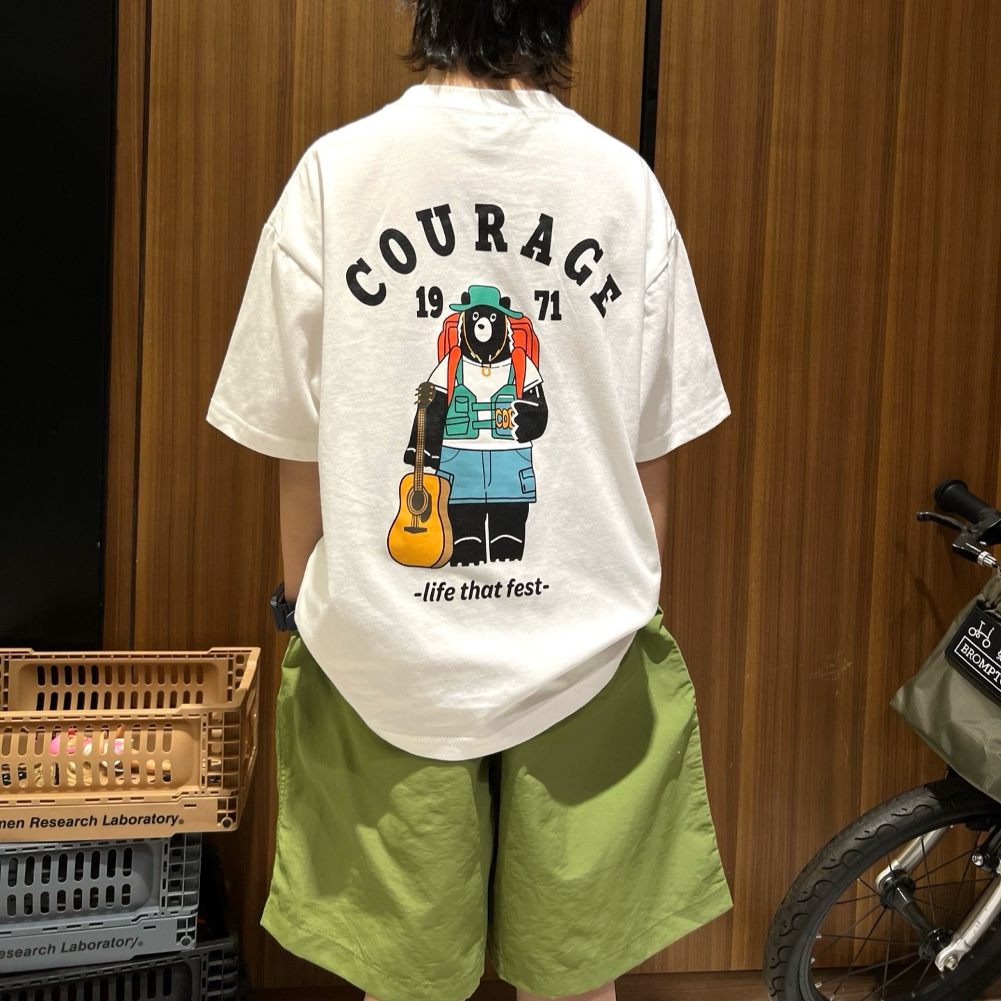 26ss 男女童山系户外风短袖t  儿童纯棉短袖 背包客狗熊印花短袖T