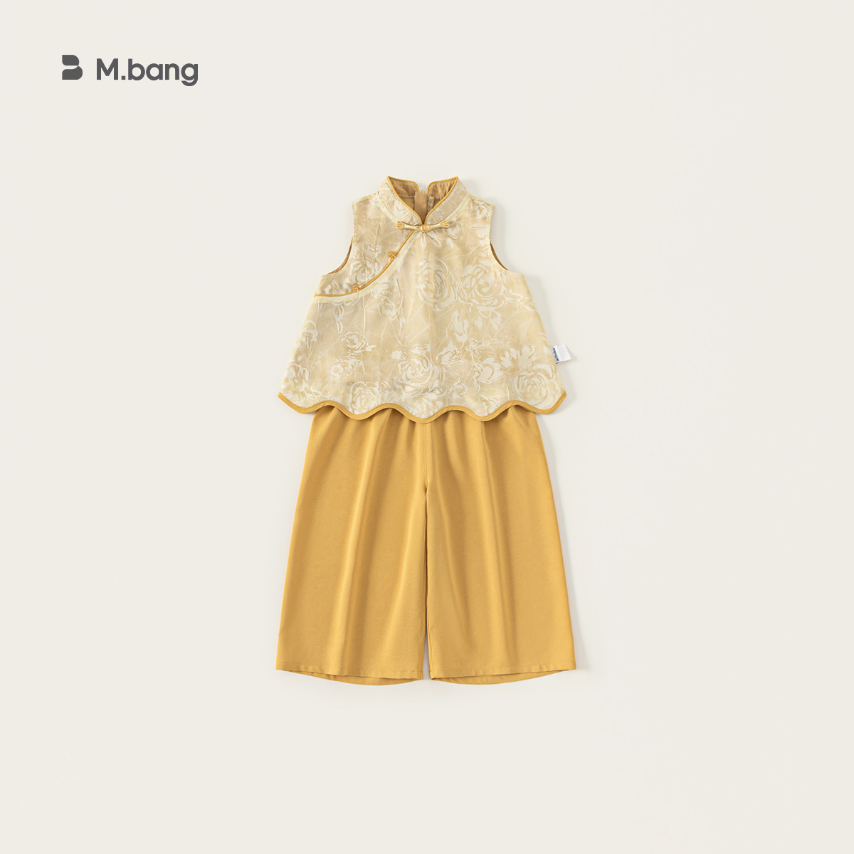 Youbao ropa para niños verano estilo nacional ropa para niños tesoro femenino de dos piezas pantalones anchos sin mangas chinos traje Hanfu para niñas