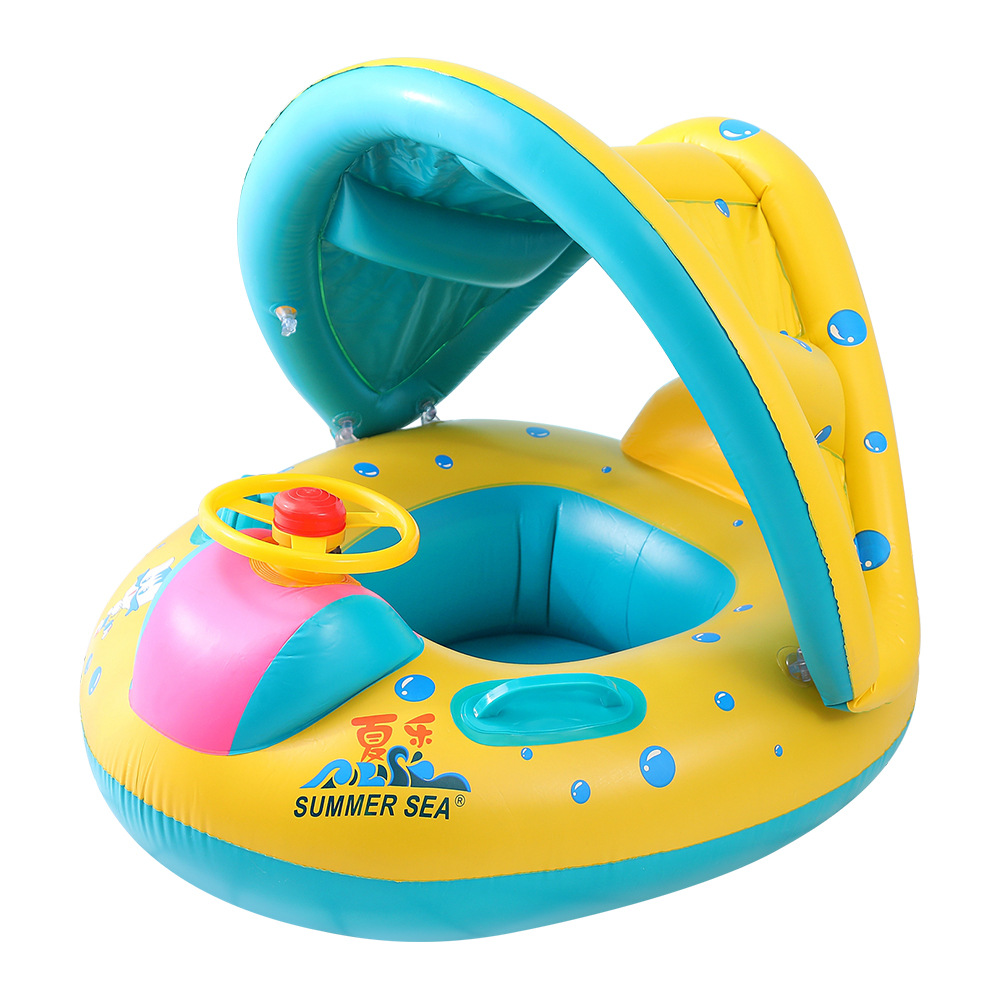Xia Le bebé anillo de natación a prueba de sol con volante asiento de bebé barco cuerno barco hogar niños natación anillo piscina juguete