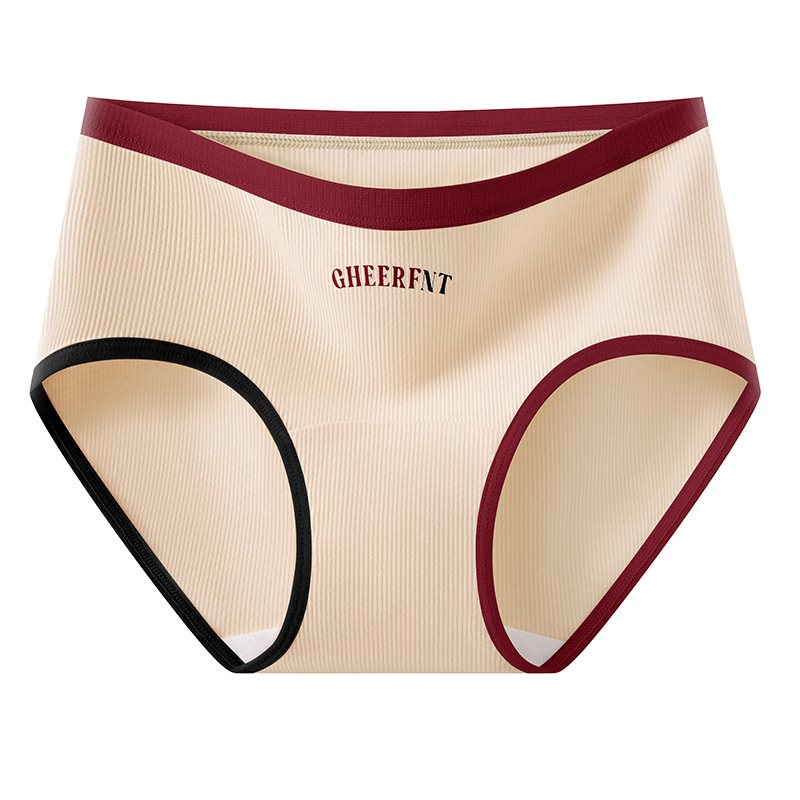 2024 nuevo estilo de algodón de grado 9A antibacteriano, largo y ensanchado, entrepierna, color de contraste, ropa interior de algodón de cintura media para niñas retro americanas