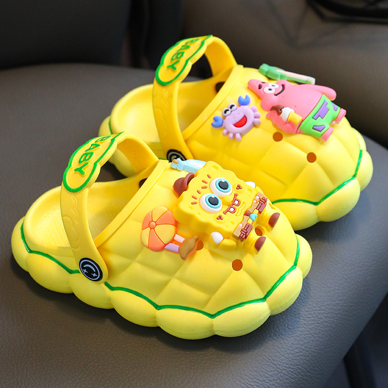 Children's Sandals and Slippers Baotou Hole Shoes Cartoon Soft Sole Non-slip Home Bath Bathroom Parent-child Large and Small Shoes