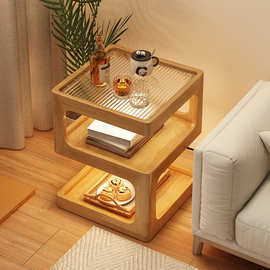 沙发边几现代简约客厅实木小茶几桌子创意卧室奶油风床头柜置物架
