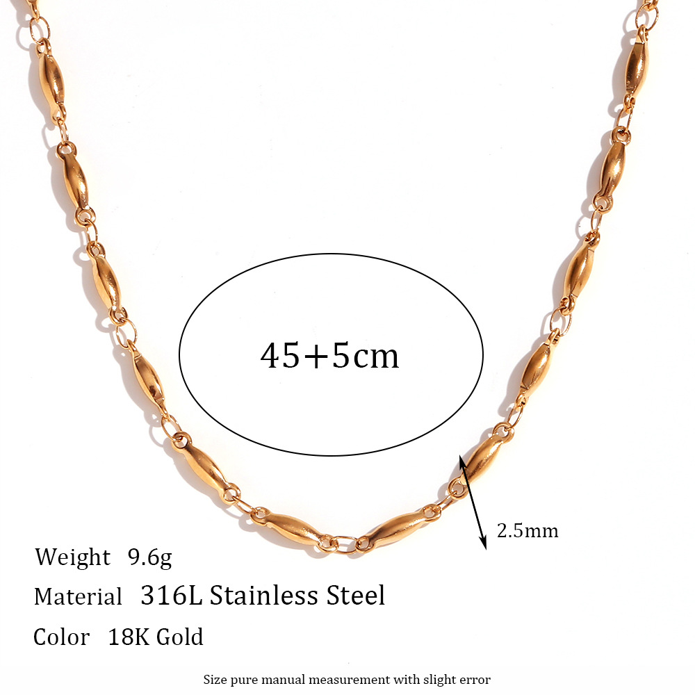 Solid Color 18K Gold Vacuum Plating Stainless Steel Chain Necklace