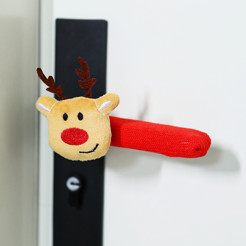クリスマス装飾漫画サンタクロースドアハンドルカバークリスマスツリー装飾部屋保護カバークリスマスベル|undefined
