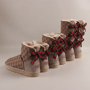 Factory Direct Sales 3280 High Boots Bow Women's Boots Export Large Size Women's Shoes Flats Thickeneded